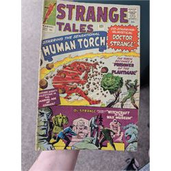 Fifty-six Marvel Silver Age 'Strange Tales' comic books, spanning years 1959-1966, comprising issues #68, #91, #94, #96, #100, #101, #106, #108, #113, #115, #116, #119, #121, #122, #124-#149, including some duplicates