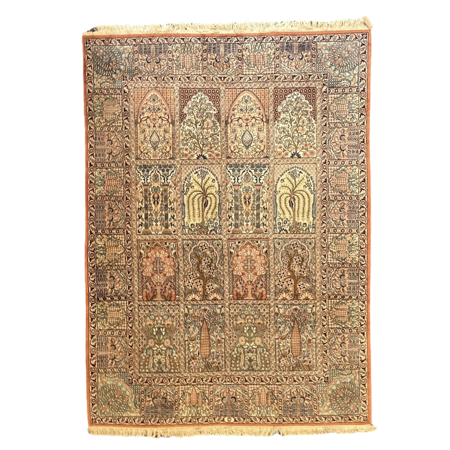 Persian Qom silk garden panel rug or 