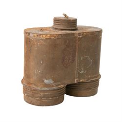 1940's French Army gasmask in canvas bag, together with pre 1938 gas mask filter, the filter marked S.E.C.M.P. 36-2 A.C 34 403 S.E.C.M.P 36-4 