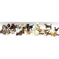 Beswick figures to include, english setter 'Bayldone Baronet', model no 973, collie, model no 1791, sheepdog, model no 1792, black labrador, model no 1548, Irish red setter, model no 966, Connoisseur Beagle on a wooden plinth 1933B, frog in cream matt, model no 368, etc 
