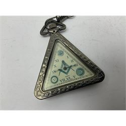 RAOB jewel Bourn Lodge 9394 with 25 years bar; two masonic jewels and triangular pendant watch; British Iron Cross style propaganda medallion; French Legion of Honour and Combatants Cross; and three foreign medals