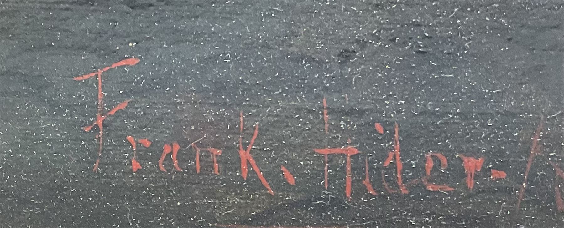 Frank Hider (British 1861-1933): 17th century Street Scene by Moonlight, oil on canvas signed and dated 1886, 59cm x 106cm