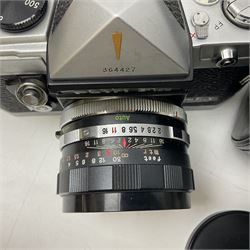 Petri Flex 7 camera body, serial no. 555698, with Perti C.C 1:1.8 f=55mm' lens, serial no. 78253, together with Petri Flex V2 camera body, serial no. 364427, with 'Petti C.C. 1:2 f=55mm' lens, serial no. 137076, in ever ready case