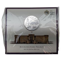 The Royal Mint United Kingdom 2015 'Buckingham Palace' one hundred pounds fine silver coin, on card