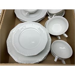 Rosenthal Classical Rose tea and dinner service for eight, including teapot, coffee pot, milk jug, covered sucrier, cups and saucers, dinner plates, serving dishes etc 