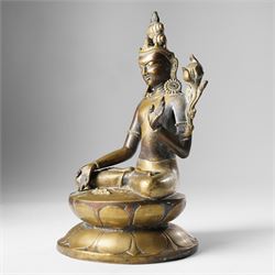 Gilt-bronze figure of Padmapani Lokeshvara, possibly Nepalese, H32cm