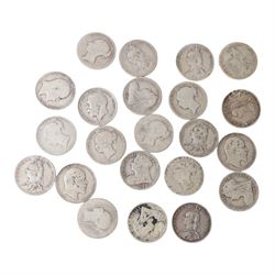 Twenty-two Great British pre-1920 silver half crown coins
