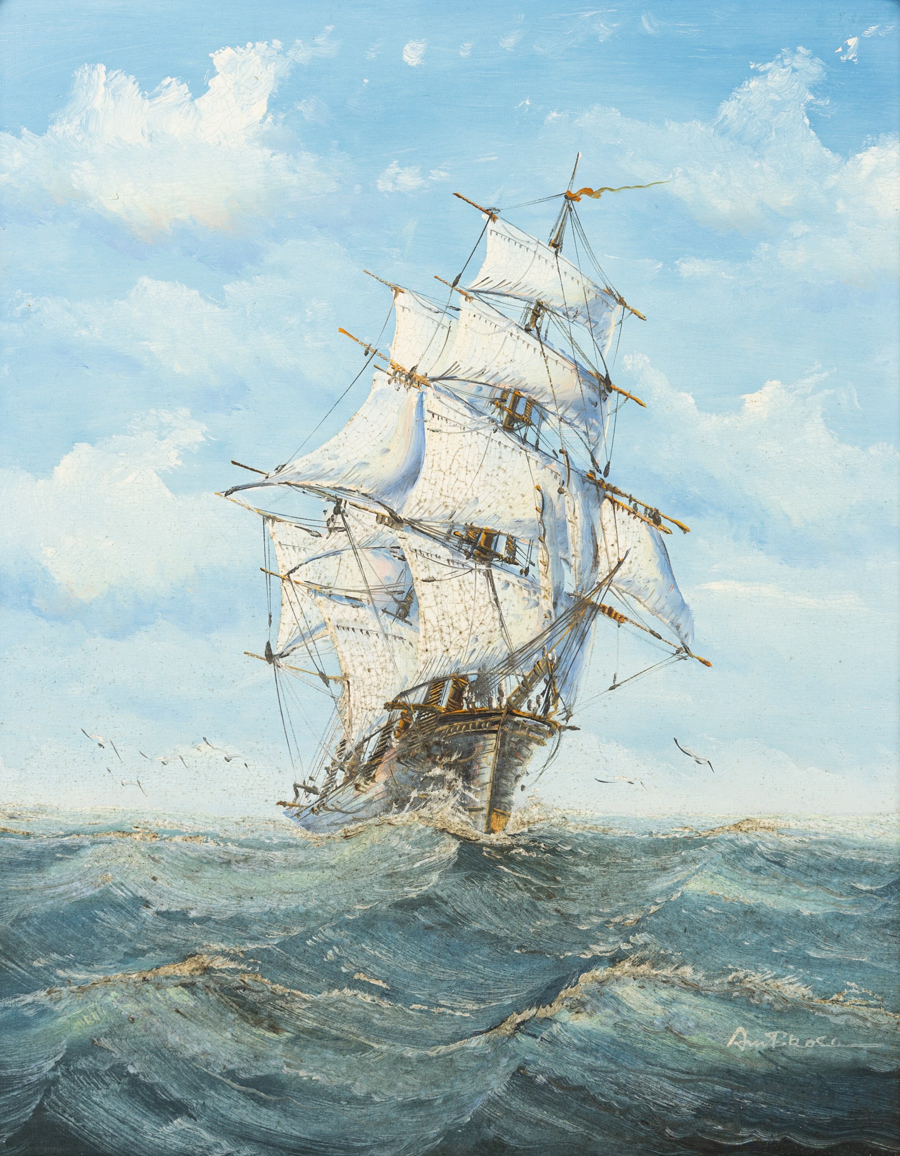 John Ambrose (Cornish 1931-2010): Ships in Full Sail, pair of oils on board signed 49cm x 39cm (2)