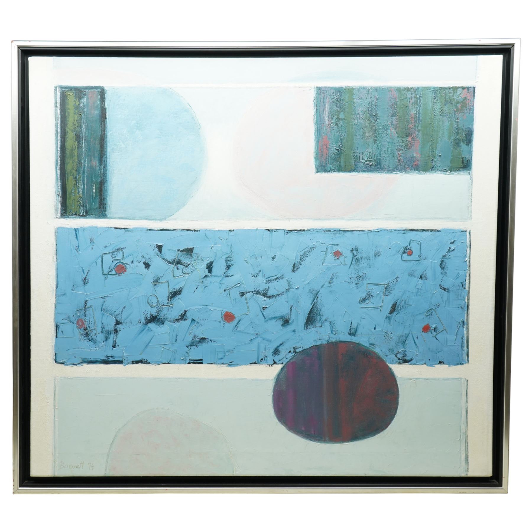 Druie Bowett (British 1924-1998): 'Set Apart', oil on canvas signed and dated '94, titled verso 92cm x 40cm
Provenance: consigned by the artist's son