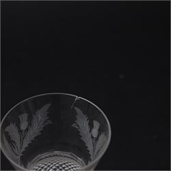 Ten Edinburgh Crystal Thistle pattern glass, comprising one red wine glass, two white wine glass, champagne flute, two port, three sherry and one tumbler