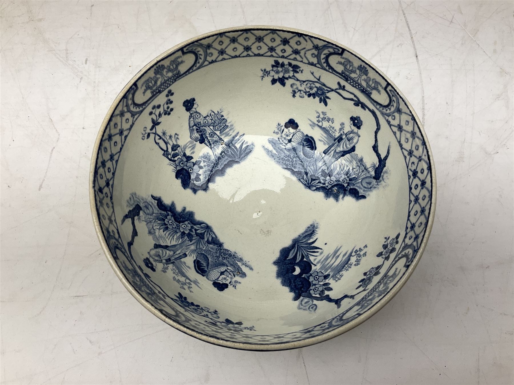 Mid 18th century Chelsea plate with gold anchor mark beneath, decorated with green floral sprays upon plain ground, the moulded cavetto shaped border with gilt rim, (A/F), D22cm, together with early 20th century Adams Tunstall Tokio pearlware slop bowl, Spode plate decorated in the Imari type pallette, with impressed and printed marks beneath, 19th century Indian Tree pattern breakfast cup and saucer, small polychrome enamelled vase and cover in the style of Samson of Paris, with marks beneath, and a pastille burner