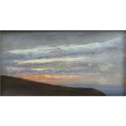 St. Ives School (19th/20th century): Sunset on the Cliff Top, oil on panel unsigned 11cm x 20cm