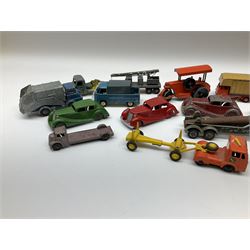 Budgie - fourteen unboxed and playworn die-cast models including Leyland Hippo 20H9, Motorway Express, Salvage Crane, Refuse Truck, Timber Transporter, two VW Pick-ups, Steam Roller etc; together with ten Crescent models including log transporter, Gordini 2.5 litre GP racing car etc