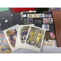 Great British and World stamps, including Australia, Brunei, Belgium, Cayman Islands, Ghana, India, Kenya, Malta, Singapore etc, housed in various albums and folders, in one box
