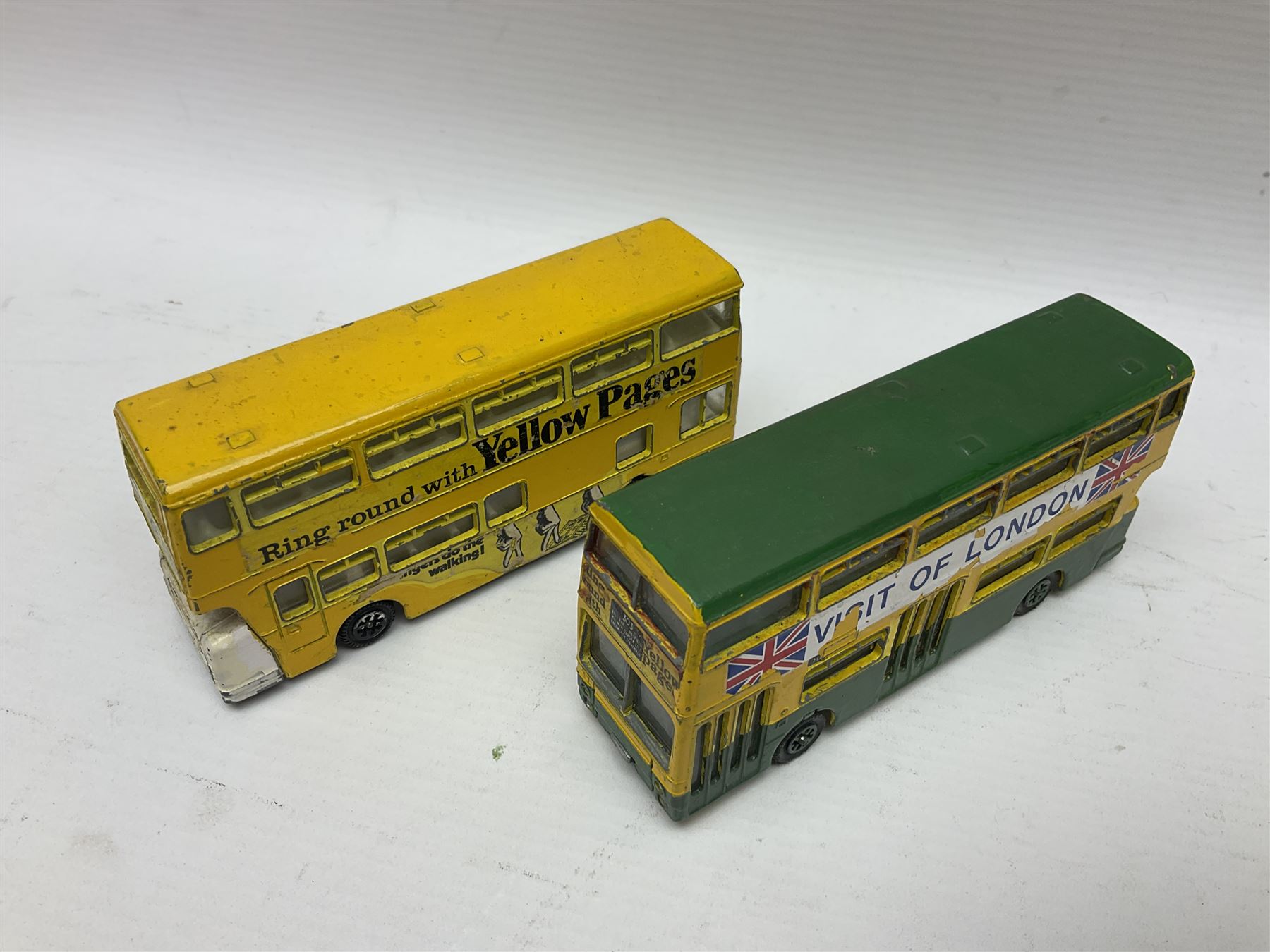 Dinky - sixteen unboxed and playworn die-cast models to include Single Deck Bus, two Atlantean Buses, Ford Transit Van, 10 Ton Army Truck, MGB Sports Car, Telephone Service Van etc 