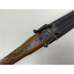 SHOTGUN CERTIFICATE REQUIRED: Fabbrica Armi F.lli Pietta Gussago BS Italy 12-bore side-by-side muzzle loading black powder double barrel percussion hammer gun, retailed by Navy Arms Co. Ridgefield N.J., the 71cm (28