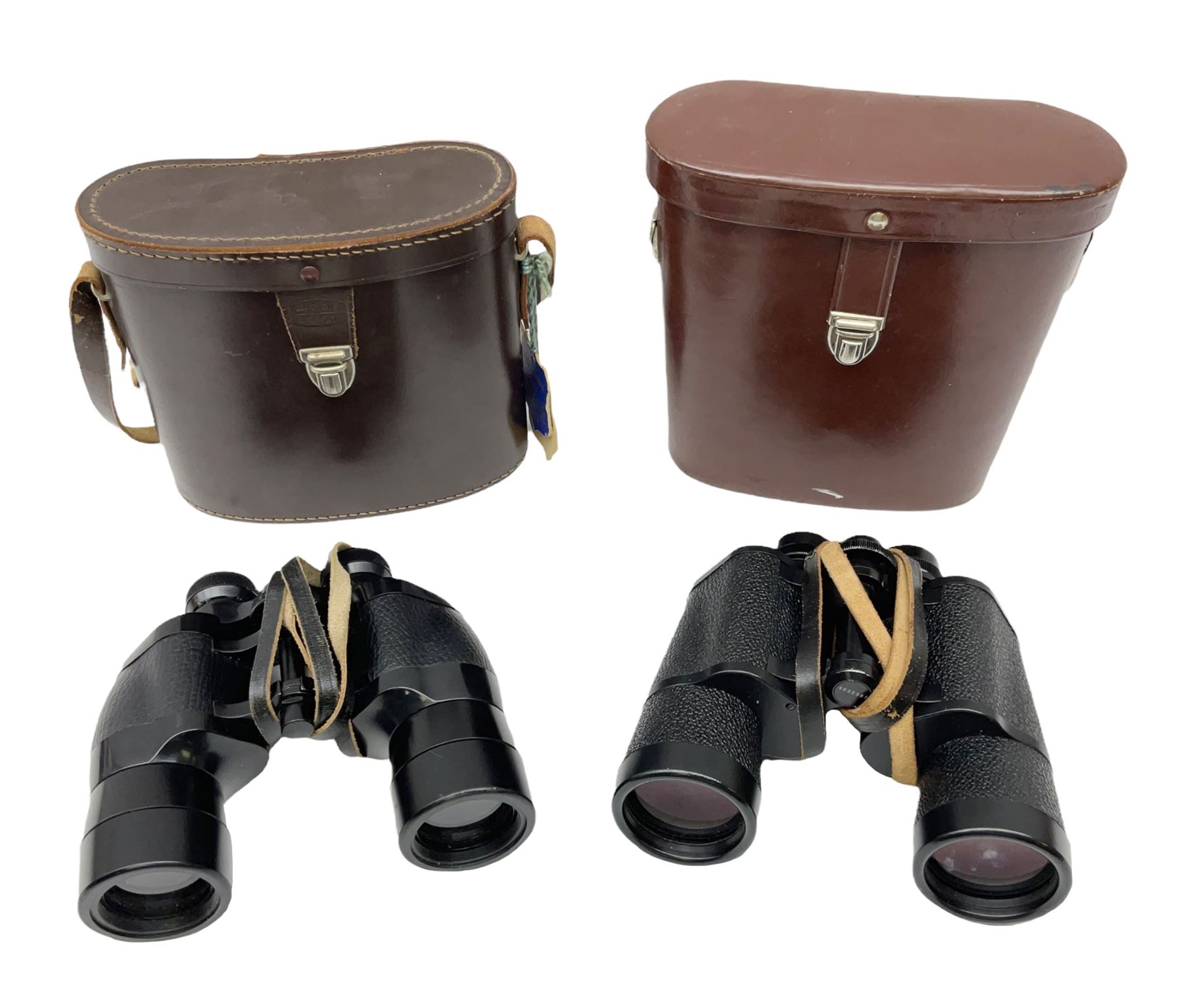 Carl Zeiss Jena Jenautic 7 x 50 binoculars, serial no. 4832985, together with a further Ross London 12 x 40 pair, both with cases