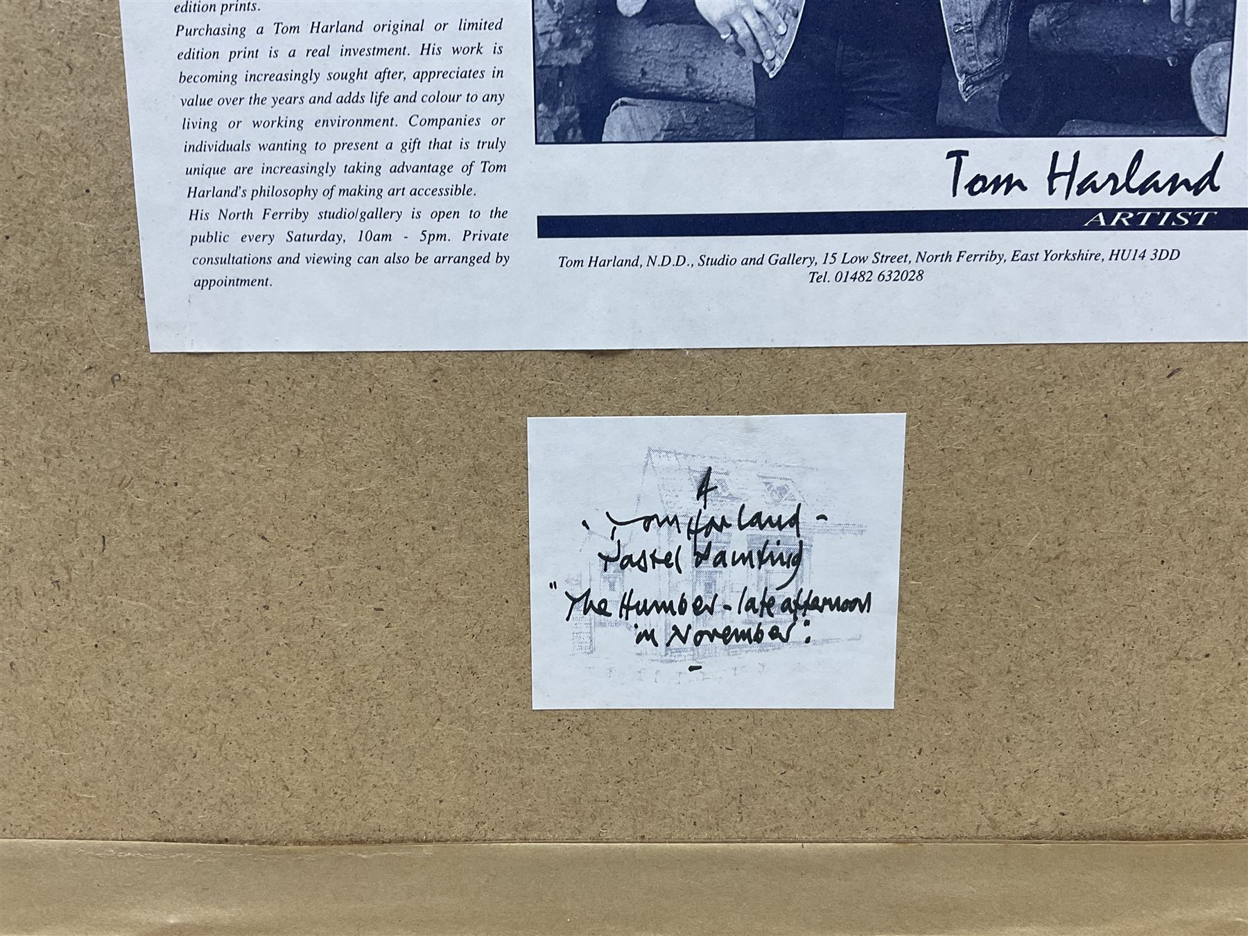 Tom Harland (Yorkshire 1945-2012): 'The Humber - Late Afternoon in November', pastel signed, titled on label verso 31cm x 43cm 