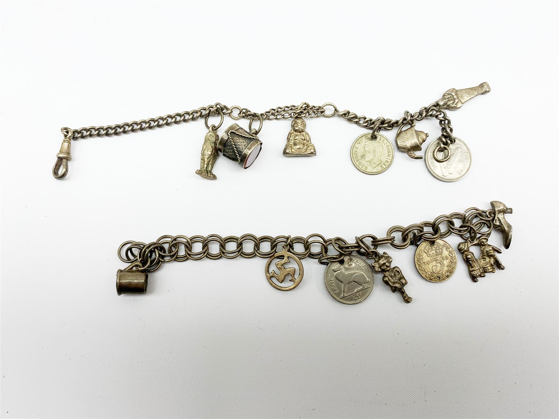 Great British and World stamps including two Queen Victoria penny black stamps, both with black MX cancels, King George V seahorse stamp,  World stamps including Austria, Belgium, Cyprus, Finland, France, Gibraltar, Italy, Hong Kong etc, in two albums and loose and a small number of mixed coins