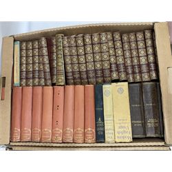 Collection of books, to include eight volumes of The Harmsworth Encyclopaedia, Dicken novels, readers digest books etc in five boxes