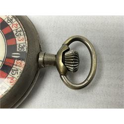 Early 20th century novelty Monaco roulette wheel, with enamel dial in pocket watch case 