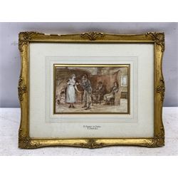 Frank Dadd (British 1851-1929): 'A Friend in Need', watercolour signed and dated 1923, titled on the mount 10cm x 15.5cm