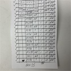 Collection of Philips, Rogers, Ken Rad and Solus, thermionic radio valves/vacuum tubes, including PZ30, PY800, U26, 30LI, approximately 30