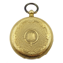 Continental gold ladies pocket watch, the movement stamped D Jaccard, the case stamped 18K