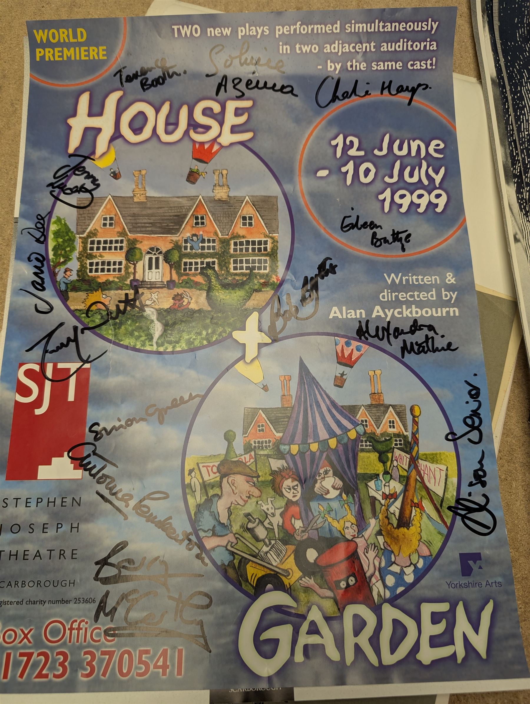 Approximately 50 Stephen Joseph Theatre posters, including several signed examples with signatures of Alan Ayckbourn and cast members, together with theatre programmes and other ephemera