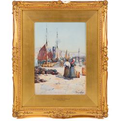 John Ernest Aitken (Scottish 1881-1957): 'Herrings for the Continent', watercolour signed, titled on the slip 34cm x 24cm 