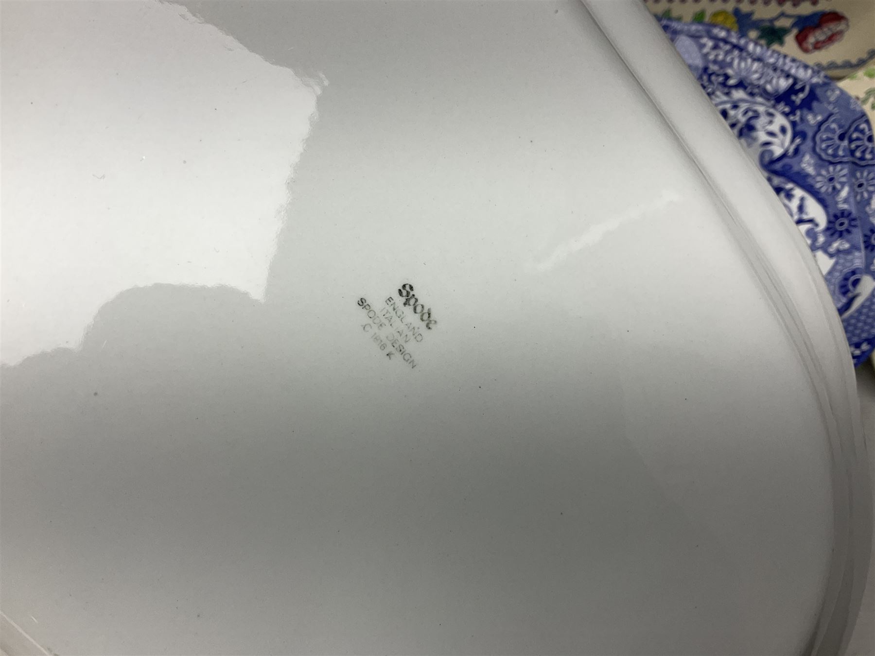 Three Spode Italian pattern platters, together with a three masons dishes of various sizes and two other plates  