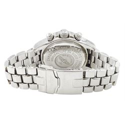 Breitling Superocean gentleman's automatic chronograph wristwatch, Ref. A133340, silvered dial with blue subsidiary seconds dials, on original stainless steel bracelet, with fold-over clasp, boxed with additional links and warranty card dated 2009