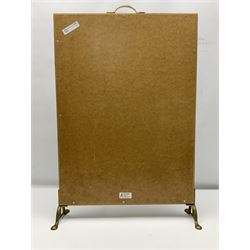 Two 1950s tapestries, the framed example celebrating the 1953 coronation, the second converted into a fire screen depicting a floral display, firescreen H70cm (2)