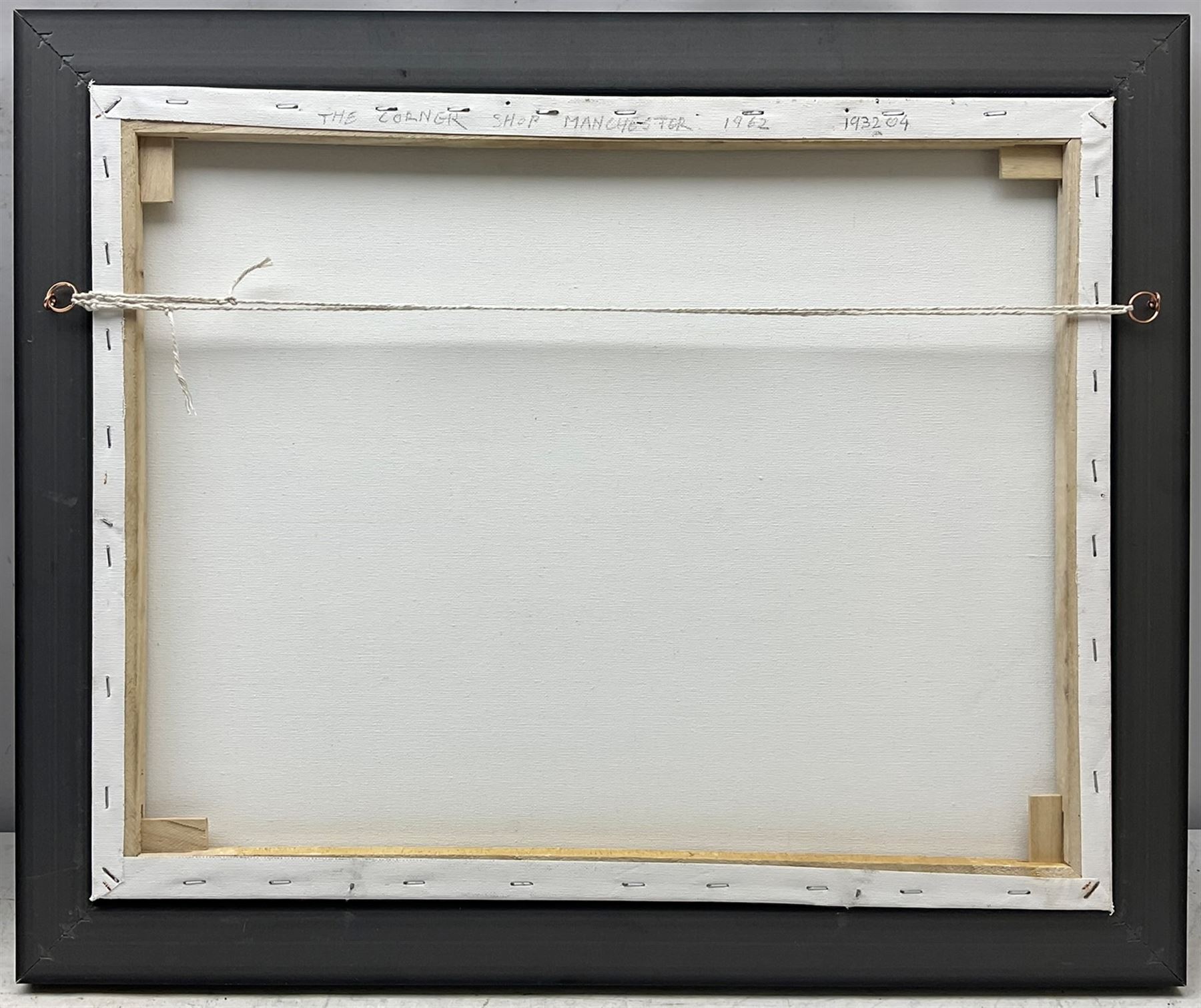 Steven Scholes (Northern British 1952-): 'The Corner Shop - Manchester 1962', oil on canvas signed, titled verso 40cm x 50cm