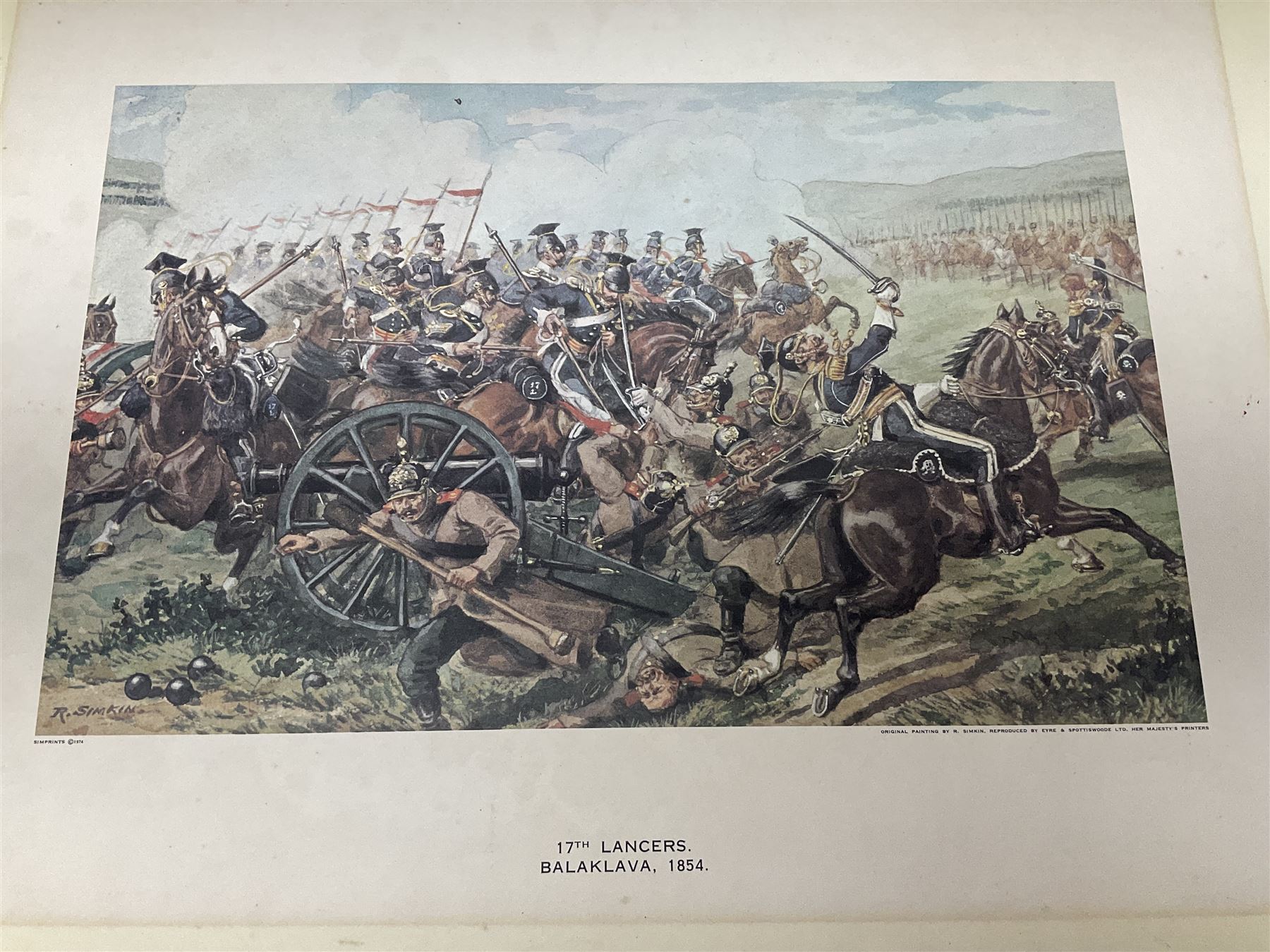 Large poster entitled 'Crests and Badges of the British Army in Daily Use 56 x 86cm; together with twenty-five colour prints of military interest including Crimean War, Boer War, WW2 etc; various sizes; all unframed