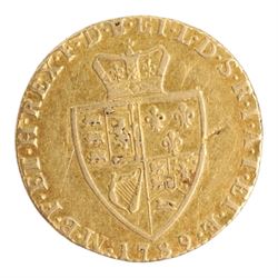  George III 1789 gold 'spade' one guinea coin