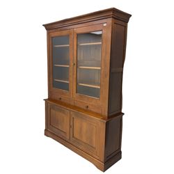 Grange Furniture cherry dresser, two glazed doors above two drawers and two cupboards