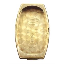 Rolex ladies 9ct gold manual wind wristwatch, Ref. 1331, silvered dial with Arabic numerals, Glasgow import mark 1930, on gilt strap