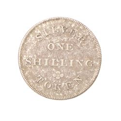 Whitby Association silver shilling token 1811 and a Cattle & Barber York silver shilling token 1811 