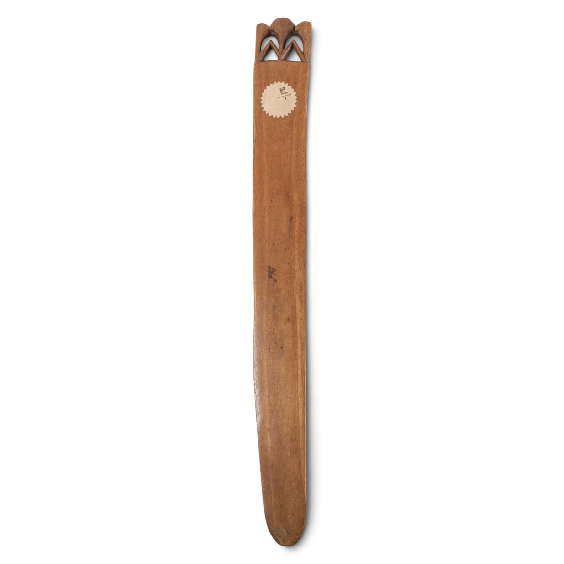 Treen carved a stay busk, dated 1756, the decorated with geometric boarded and foliate sprigs, with pierced top finished with three stars, H37cm