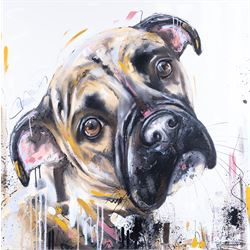 Samantha Ellis (British 1992-): 'Pebbles' Portrait of a Boxer, oil on canvas signed, title...