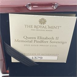 The Royal Mint United Kingdom 2022 gold proof piedfort sovereign coin, cased with certificate 