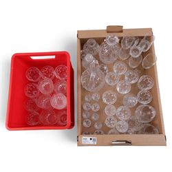 Large collection of glass, including ewer, decanter, sherry glasses etc, in two boxes 