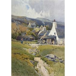 Arthur Tucker (British 1864-1929): A Lady and Her Chickens on a Farmstead, watercolour sig...