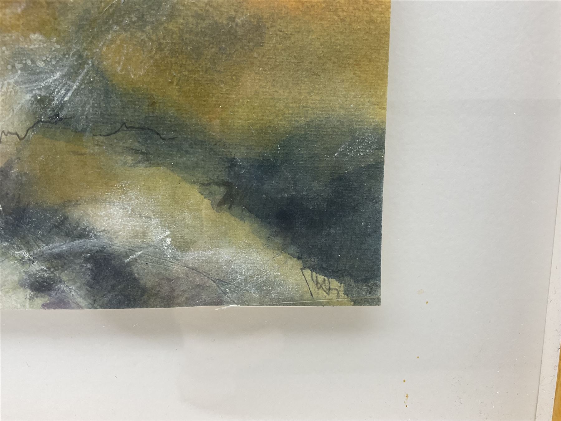 David Baumforth (British 1945-): 'Moorland Path above Hutton le Hole', mixed media signed with monogram, original title label verso 24cm x 24cm  