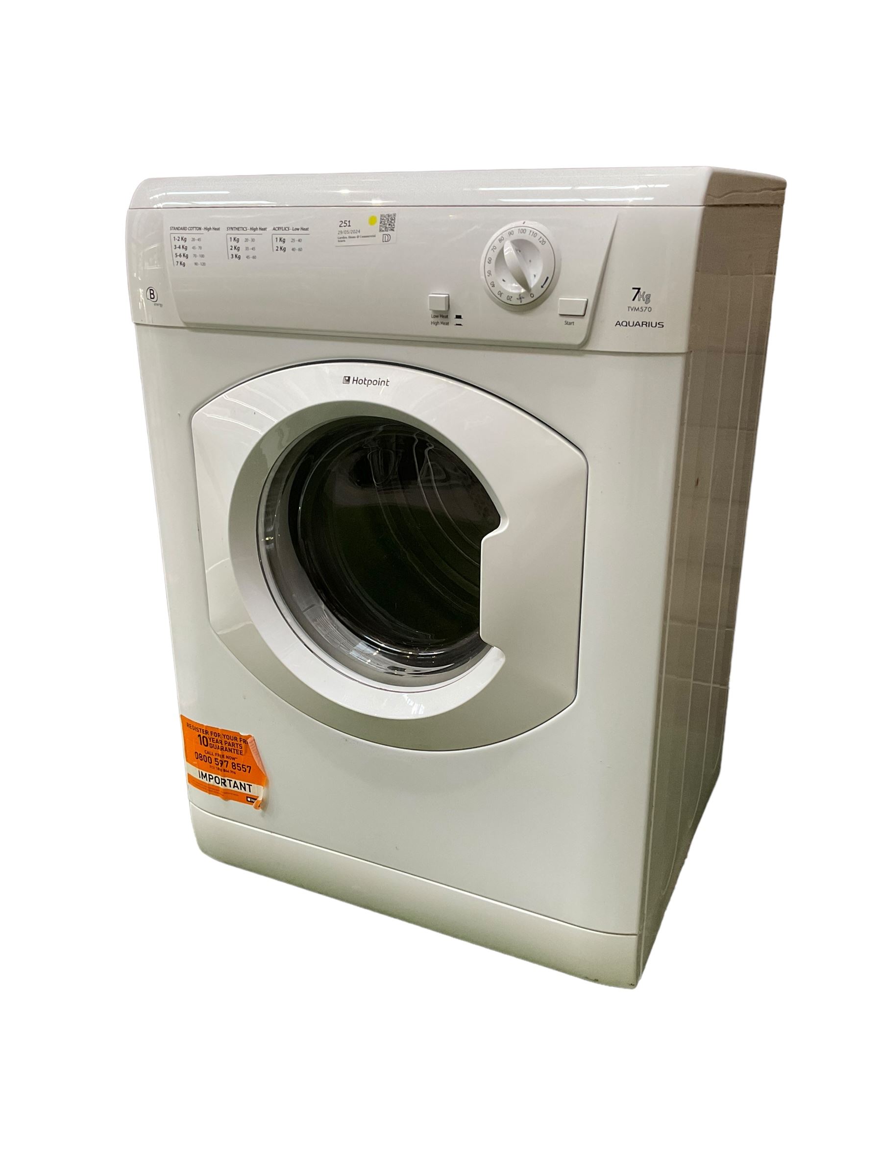 Hotpoint Aquarius 7kg vented tumble dryer  - THIS LOT IS TO BE COLLECTED BY APPOINTMENT FROM DUGGLEBY STORAGE, GREAT HILL, EASTFIELD, SCARBOROUGH, YO11 3TX