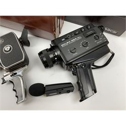 Bolex Paillard B8 cine-camera, Bolex Paillard P1 Zoom Reflex cine-camera and a Bolex 563 XL sound macro-zoom camcorder, all housed in carry cases, all untested