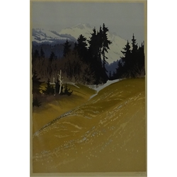  Oscar Droege (German 1898-1982): 'Spring in the Tyrol', coloured woodcut signed in pencil 38cm x 25cm  DDS - Artist's resale rights may apply to this lot     
