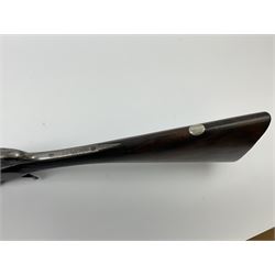 Charles Boswell 12-bore side-by-side double barrel box-lock non-ejector sporting gun, with 71.5cm sleeved barrels, thumb safety, walnut stock with chequered grip and fore-end, serial no.12720, L112.5cm overall SHOTGUN CERTIFICATE REQUIRED