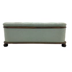 Victorian mahogany framed upholstered ottoman blanket chest, curved ends